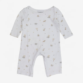 Sleepsuit White with Cream Jungle Animals
