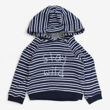 Hoodie Jersey Navy and White Stripe Stay Wild