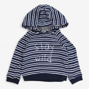 Hoodie Jersey Navy and White Stripe Stay Wild
