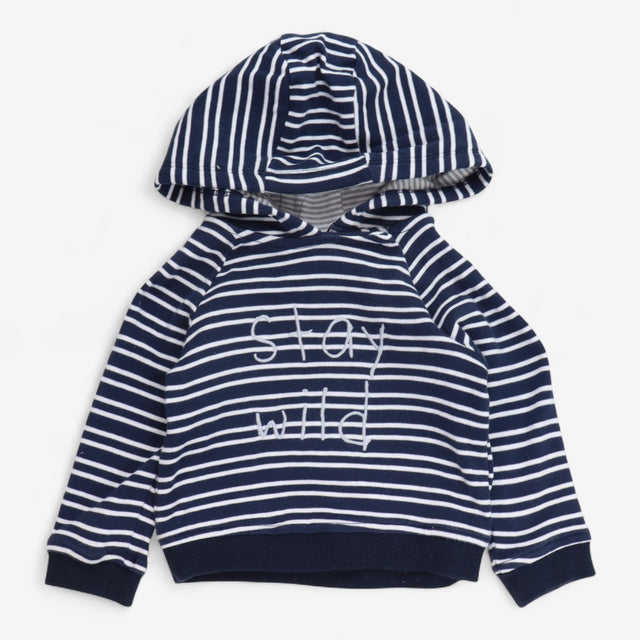 Hoodie Jersey Navy and White Stripe Stay Wild