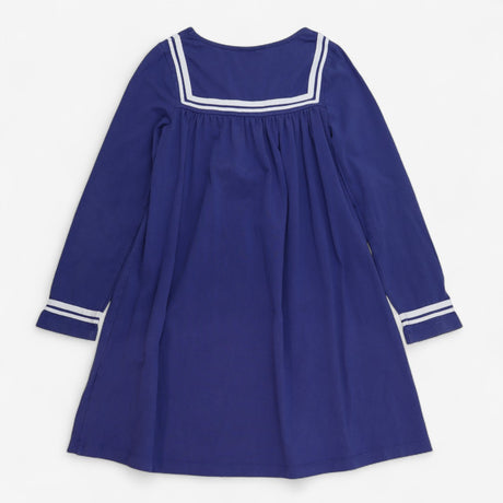 Dress navy jersey long sleeve white collar sleeve 