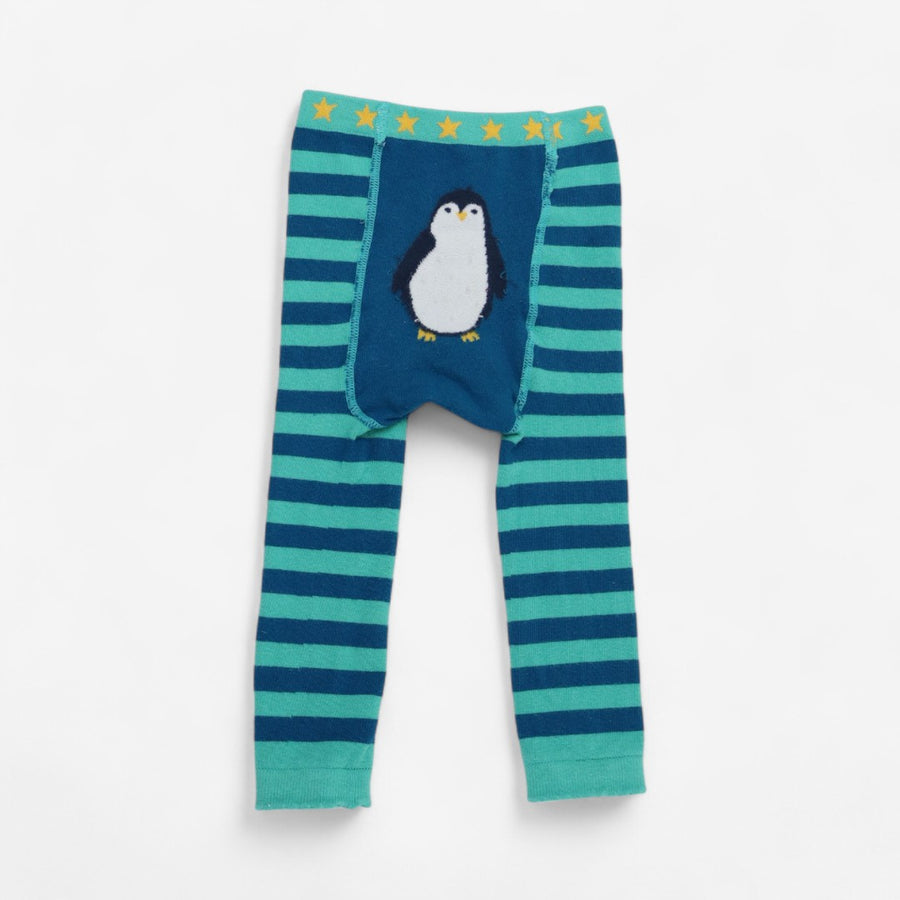 Green Stripe Penguin Knit Leggings