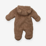 Brown teddy bear ears pramsuit