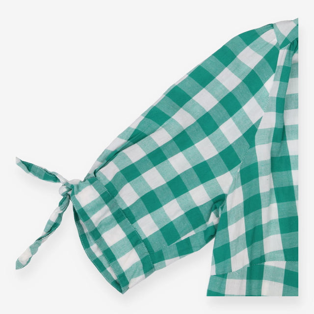 Midi Dress Gingham Green White 100% Cotton