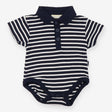 Navy and blue striped collared bodysuit