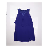 Royal Blue Sequined Lace Embellished Cape Sleeve V