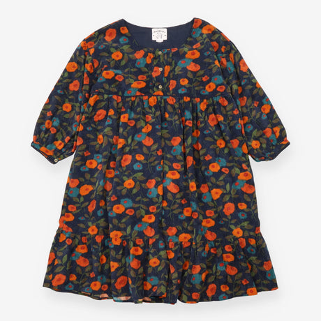 Dress Navy Floral Long Sleeve Smock Midi