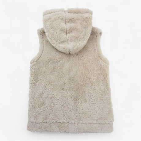Gilet Cream Fleece with Floral Lining and Hood