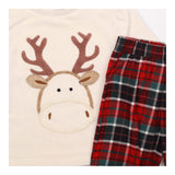 Pyjamas Fleece Reindeer Top with Tartan Bottoms