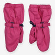 pink mittons with striped fleece lining