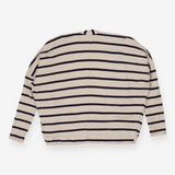 Oatmeal and navy striped open front chic cardigan