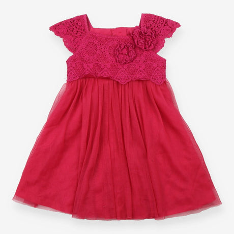 Dress Sleeveless Pink Tulle Embroided Flower
