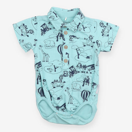 Blue Safari Collared Bodysuit
