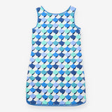 Dress Blue Green Mermaid Scale Print Cotton Shift