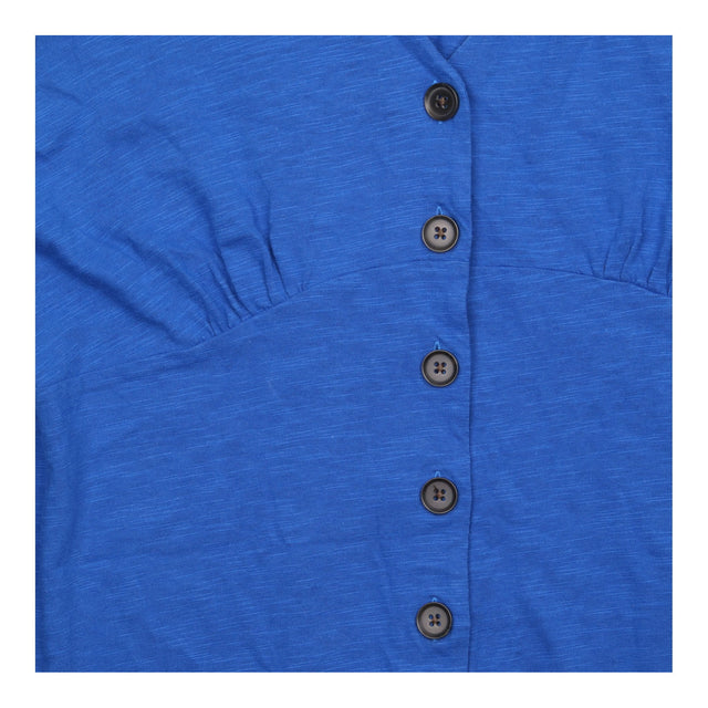 Dress Blue Button Front Short Sleeve
