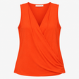 Top Orange Red Draped V Neck Sleeveless