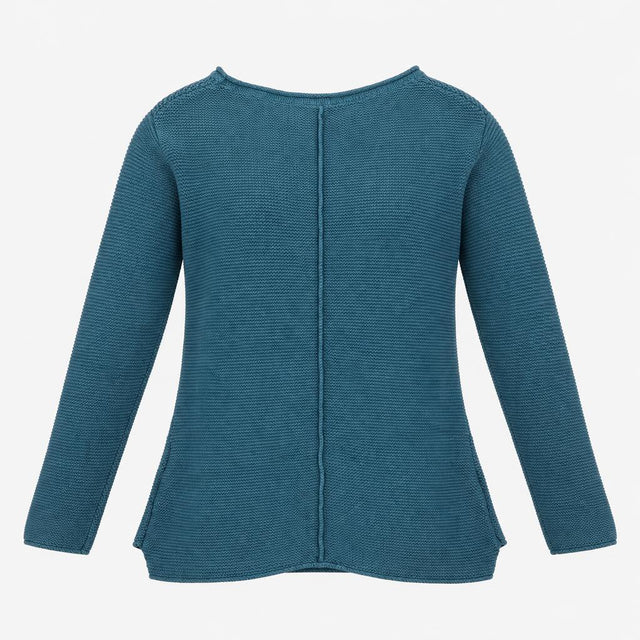 Jumper Teal Green Cotton Knit Pockets Long Sleeve