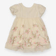 Cream Dress Flower Stitching with Underskirt