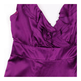 Purple Silk Blend Maxi Dress with Ruched Bust Deta