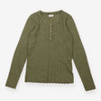 Khaki Green Pointelle Henley Long Sleeve K