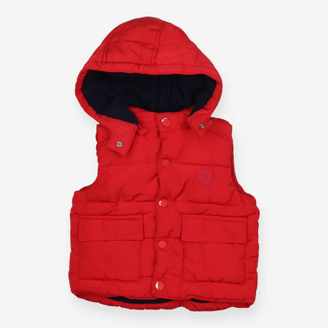 Puffer Gilet red hooded zipped