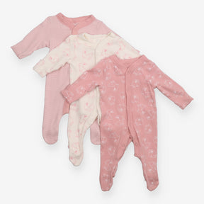 Sleepsuit Pink and White Bunnies 3 Pack