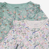Sleepsuits Floral Print Frilly Shoulders