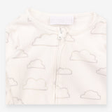 Sleepsuit zip ribbed white cloud