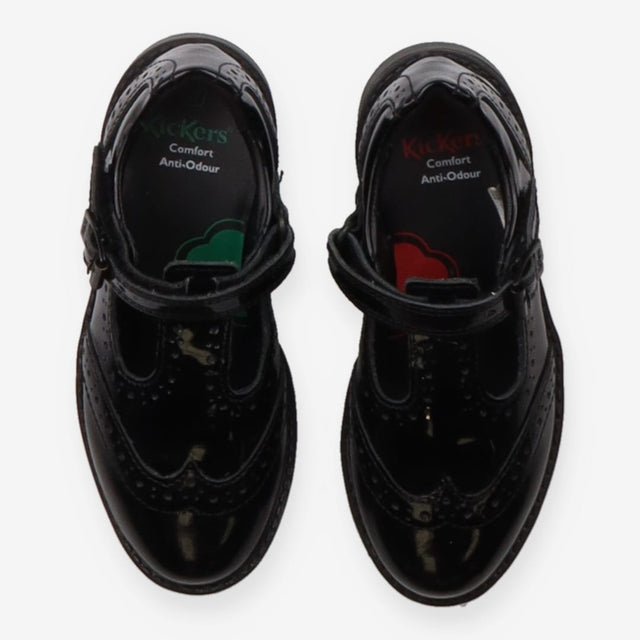 Shoes black patent T bar Kickers