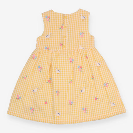 Dress Sleeveless Yellow Gingham Ducks and Flowers