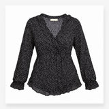 Blouse Navy White Polka Dot Viscose V-Neck Materni