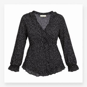 Blouse Navy White Polka Dot Viscose V-Neck Materni