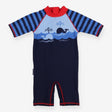 Blue whale sunsuit stripe arms