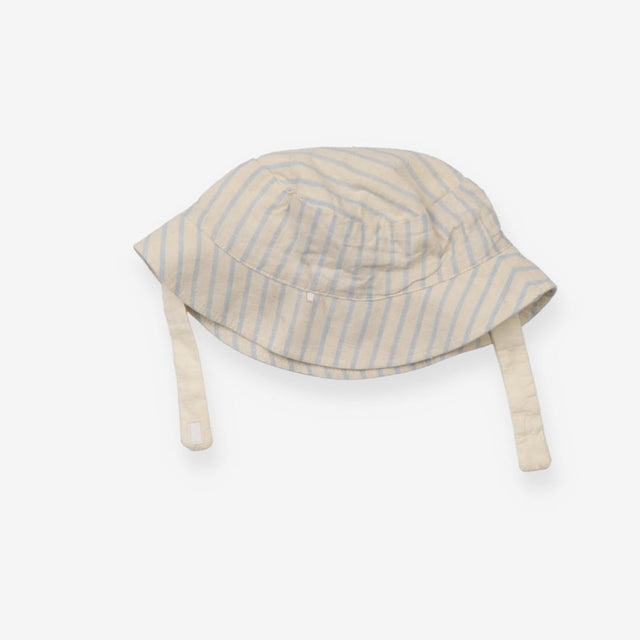 Bucket hat cream blue stripe tie