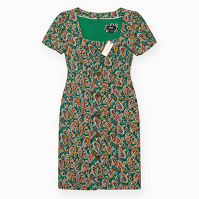Green Paisley Viscose Midi Dress