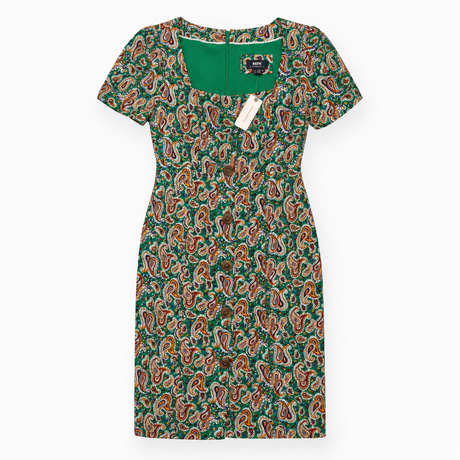 Green Paisley Viscose Midi Dress