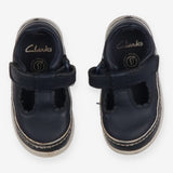 Navy Leather T-bar Shoes