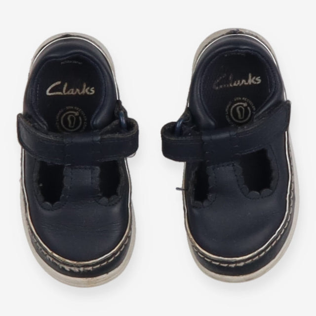 Navy Leather T-bar Shoes