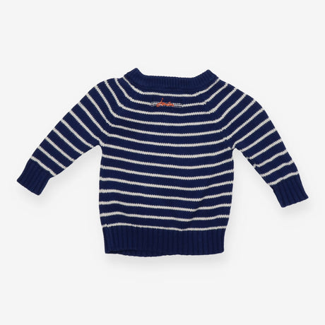 Blue Striped Fox Knit Sweater