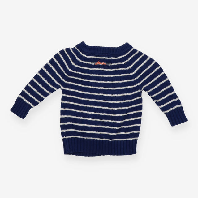 Blue Striped Fox Knit Sweater