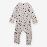 Footless Sleepsuit Grey Ribbed Rabbit & Deer