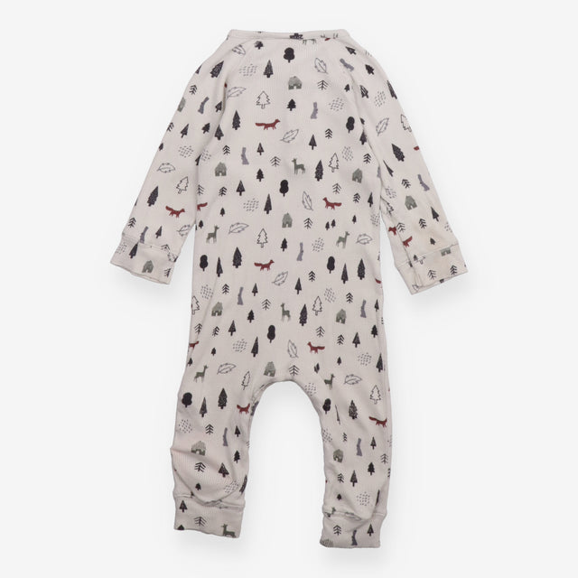 Footless Sleepsuit Grey Ribbed Rabbit & Deer