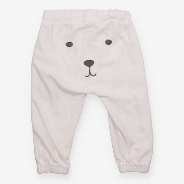 Leggings Velour White Bear Bum Applique