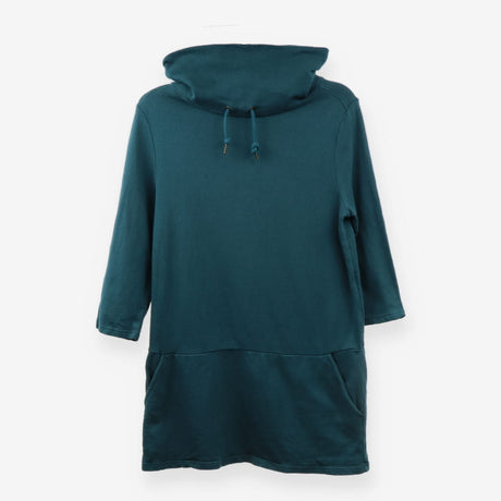Sweatshirt Dress ,Teal Funnel‑Neck
