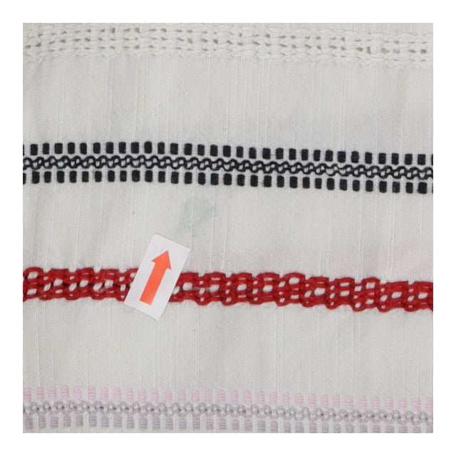  Cropped Stripe Blouse Cotton High Collar