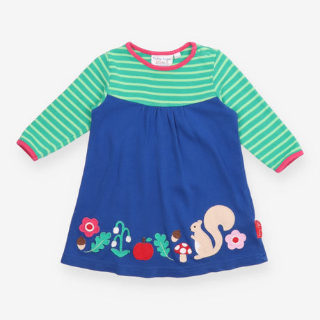 Dress Long Sleeve Green Stripe Squirrel Nature App