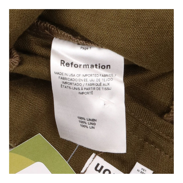 Olive Green 100% Linen High Waisted Ta