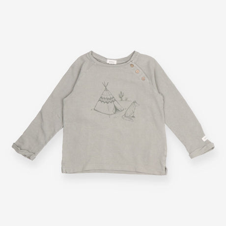 Tee LS green textured wigwam wolf
