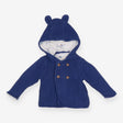 Hooded Cardigan Knit Blue with Dog Lining