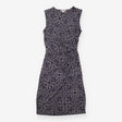 Dress Navy Cream Abstract Print Draped Sleeveless